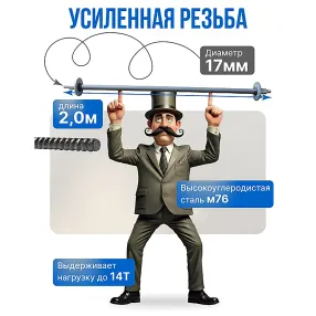 винт стяжной для опалубки холоднокатаный 2,0 м, упаковка 10 шт